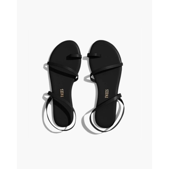 TKEES Mia Napa Sandals Sable Black Leather - Picture 1 of 7